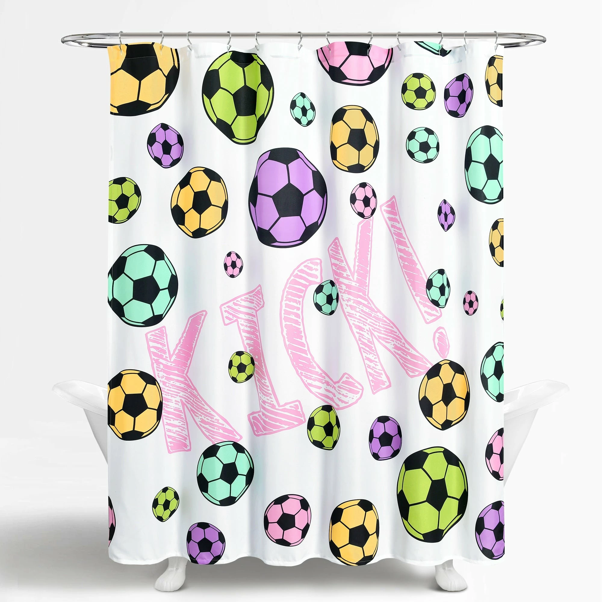 Cheap βοΈ Lush Decor π§ Girls Soccer Kick Shower Curtain Single White/turquoise β 9 Cheap βοΈ Lush Decor π§ Girls Soccer Kick Shower Curtain Single White/turquoise β - Image 9