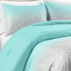 Discount ✔️ Lush Decor Glitter Ombre Metallic Print Comforter Set Aqua & Gray 👏 -Lush Decor Shop Lush Decor Glitter Ombre Metallic Print Comforter Set 2