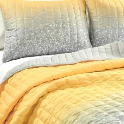 Outlet 🥰 Lush Decor Glitter Ombre Metallic Print Quilt Set Yellow & Gray 🌟 -Lush Decor Shop Lush Decor Glitter Ombre Metallic Print Quilt Set 12