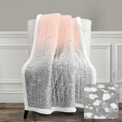 Flash Sale 🎉 Lush Decor Glitter Ombre Metallic Print Sherpa Throw Blanket Yellow & Gold 🔔