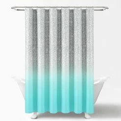 Outlet 🎁 Lush Decor Glitter Ombre Metallic Print Shower Curtain Aqua & Blue 🌟 -Lush Decor Shop Lush Decor Glitter Ombre Metallic Print Shower Curtain 7