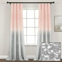 Coupon π Lush Decor Glitter Ombre Metallic Print Window Curtain Panel Pair - 84" X 52" Aqua & Gray π