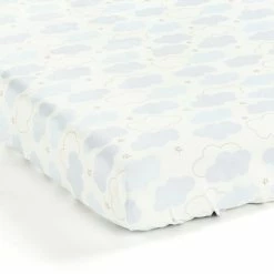 Budget 🌟 Lush Decor Goodnight Little Moon Clouds Soft & Plush Fitted Crib Sheet - 52"x 28" X 9" 👍