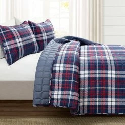 Best Pirce 😍 Lush Decor Grayson Farmhouse Plaid Reversible 3 Piece Quilt Set 🔥
