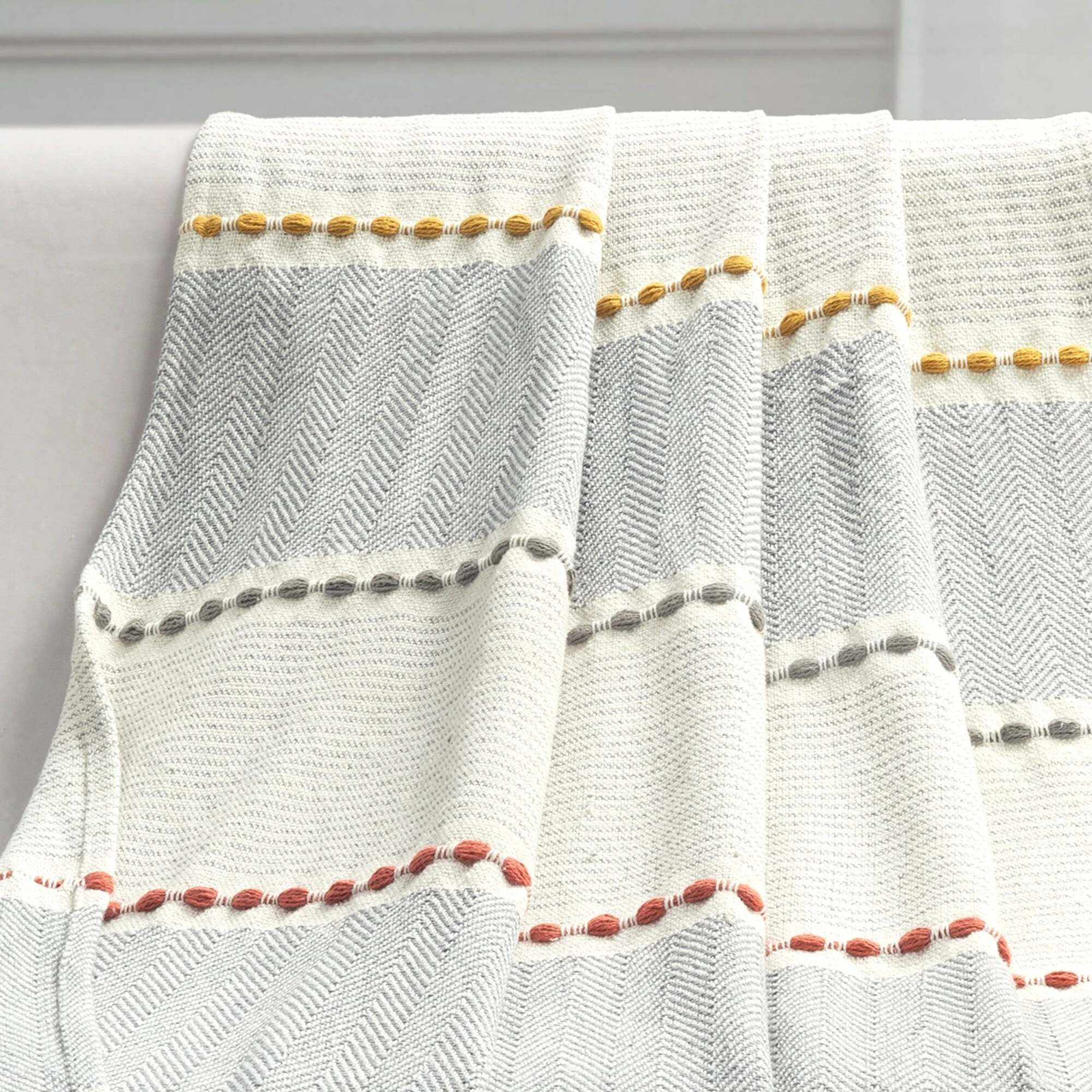 Brand new β Lush Decor Herringbone Stripe Yarn Dyed Cotton Woven Tassel Throw Blanket Yellow/grey 𧨠13 Brand new β Lush Decor Herringbone Stripe Yarn Dyed Cotton Woven Tassel Throw Blanket Yellow/grey 𧨠- Image 13