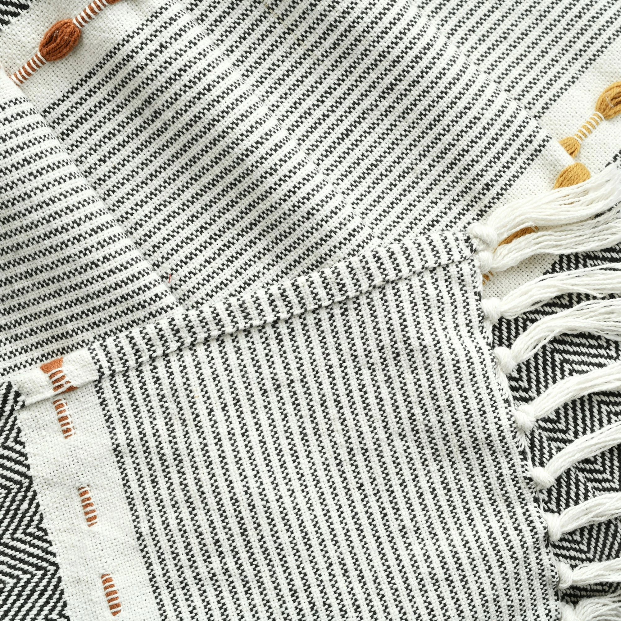 Brand new β Lush Decor Herringbone Stripe Yarn Dyed Cotton Woven Tassel Throw Blanket Yellow/grey 𧨠4 Brand new β Lush Decor Herringbone Stripe Yarn Dyed Cotton Woven Tassel Throw Blanket Yellow/grey 𧨠- Image 4