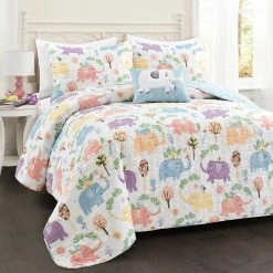 Best reviews of π Lush Decor Hygge Elephant Quilt Set Navy π