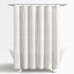Hot Sale ❤️ Lush Decor Hygge Modern Arrow Linen Look Shower Curtain Single Light Gray 🤩 -Lush Decor Shop Lush Decor Hygge Modern Arrow Linen Look Shower Curtain Single 6
