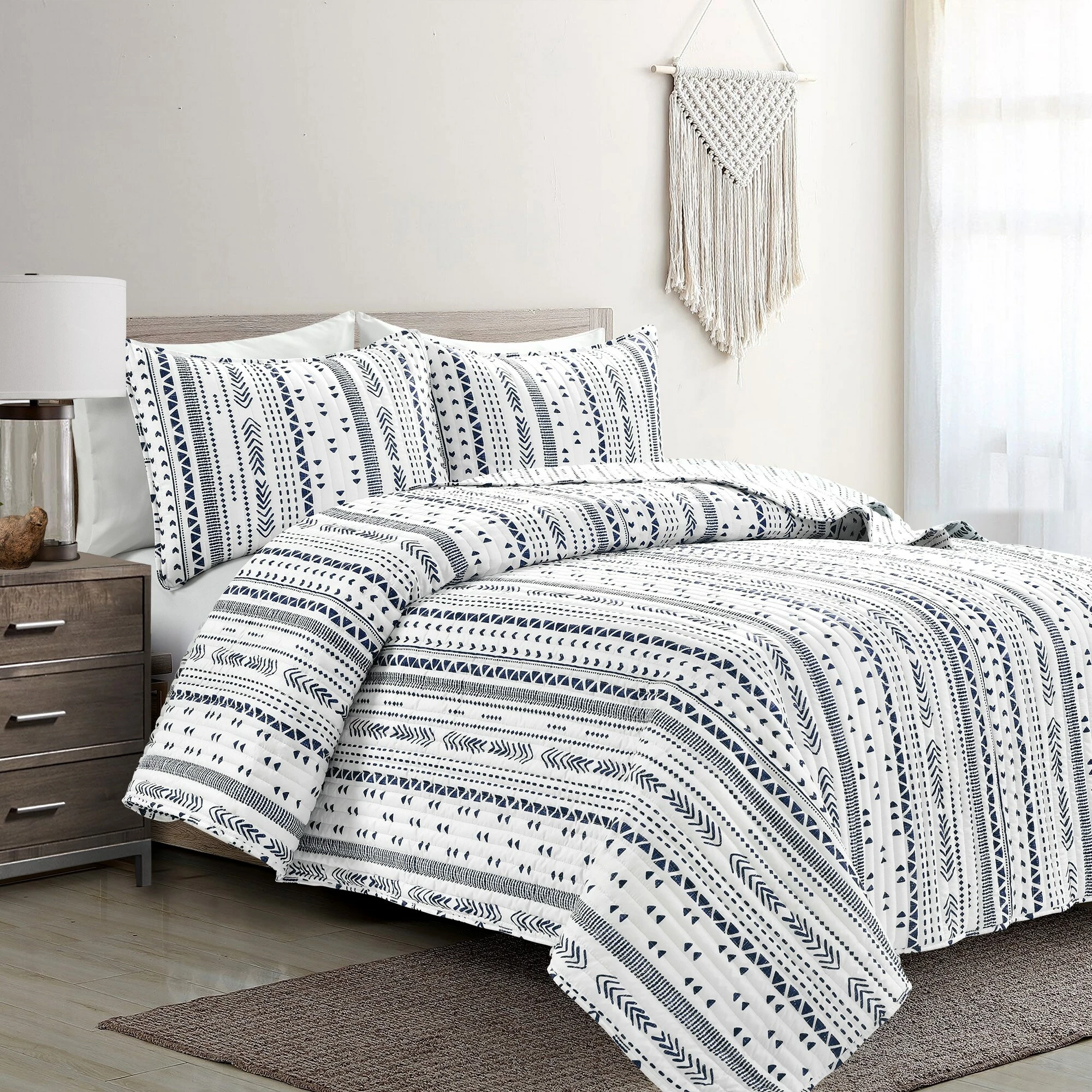 Best deal π Lush Decor Hygge Stripe 3 Piece Quilt Set Black & White π 3 Best deal π Lush Decor Hygge Stripe 3 Piece Quilt Set Black & White π - Image 3