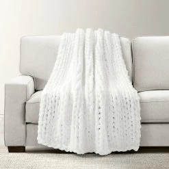 Best Sale ❤️ Lush Decor Hygge Ultra Soft Cozy Chenille Chunky Knit Throw White 😍