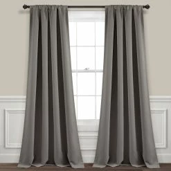 Flash Sale ⌛ Lush Decor Insulated Rod Pocket Blackout Window Curtain Panel Pair Dark Gray ✔️