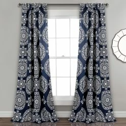 Outlet π Lush Decor Karmen Medallion Room Darkening Window Curtain Panel Pair Navy π 8 Outlet π Lush Decor Karmen Medallion Room Darkening Window Curtain Panel Pair Navy π -Lush Decor Shop Lush Decor Karmen Medallion Room Darkening Window Curtain Panel Pair 1