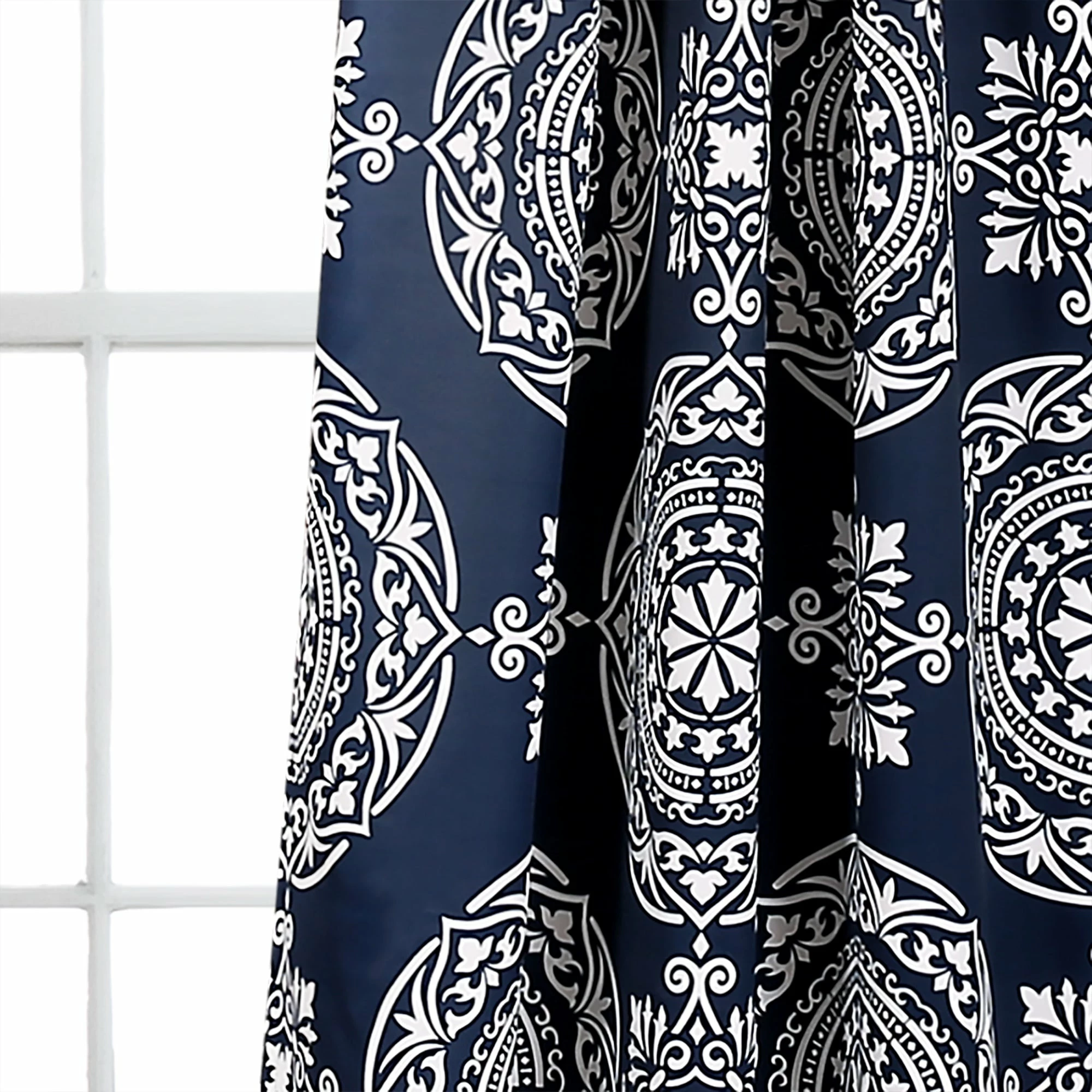 Outlet π Lush Decor Karmen Medallion Room Darkening Window Curtain Panel Pair Navy π 5 Outlet π Lush Decor Karmen Medallion Room Darkening Window Curtain Panel Pair Navy π - Image 5