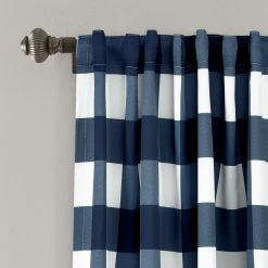 Outlet 👏 Lush Decor Kelly Checker Room Darkening Window Curtain Panel Pair Navy 🔔 -Lush Decor Shop Lush Decor Kelly Checker Room Darkening Window Curtain Panel Pair 5