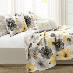 Wholesale 😍 Lush Decor Leah Soft Reversible Oversized Quilt 8 Piece Set Yellow/gray 👏 -Lush Decor Shop Lush Decor Leah Soft Reversible Oversized Quilt 8Pc Set 4