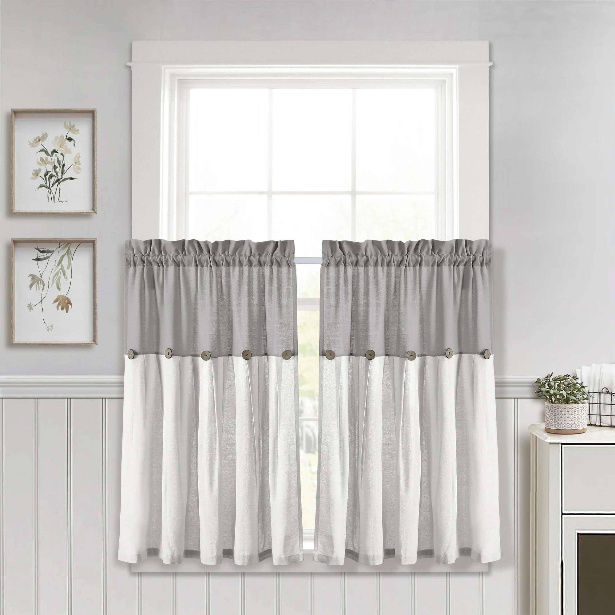 Promo π€© Lush Decor Linen Button Kitchen Tier Window Curtain Panel Pair Gray π₯ 12 Promo π€© Lush Decor Linen Button Kitchen Tier Window Curtain Panel Pair Gray π₯ - Image 12