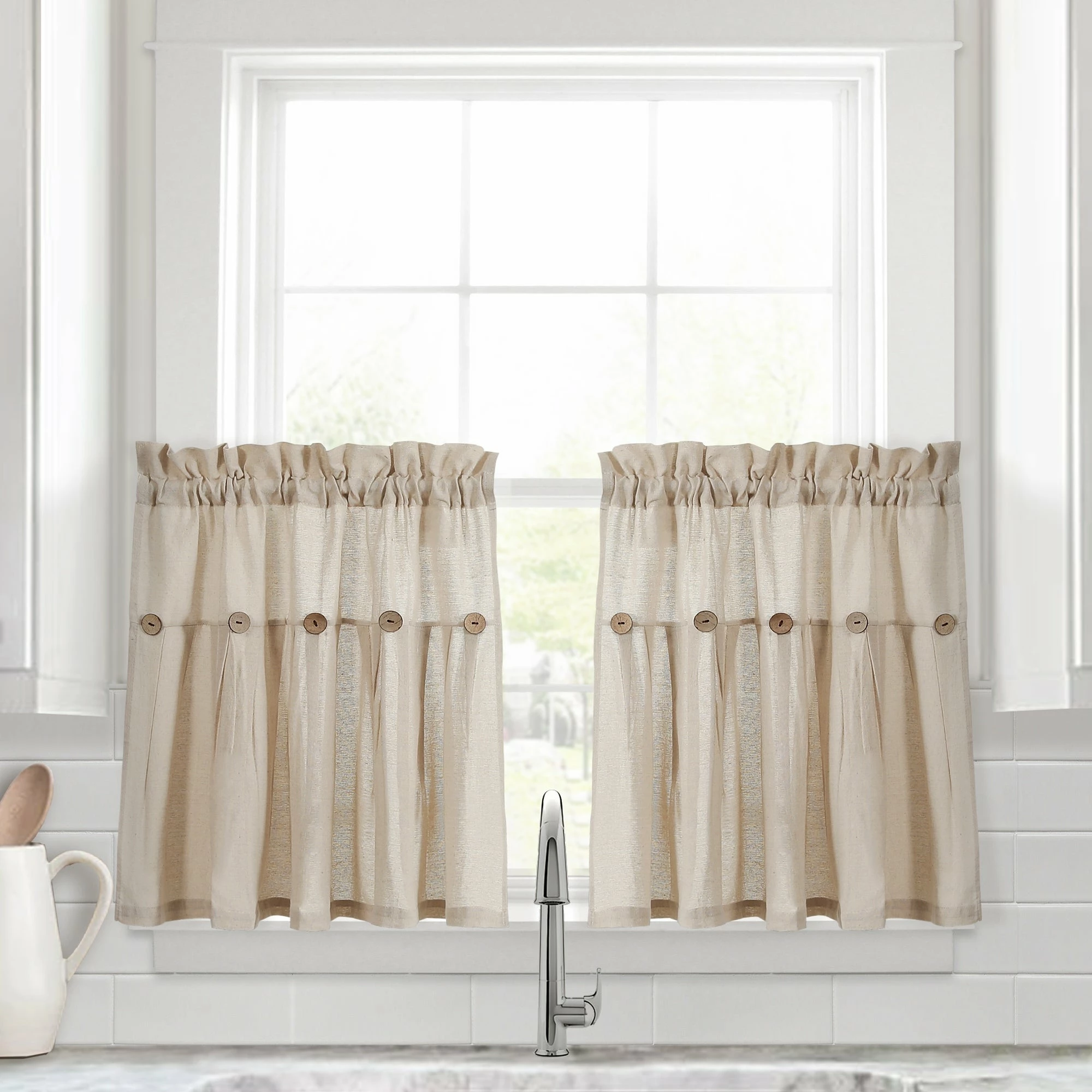Promo π€© Lush Decor Linen Button Kitchen Tier Window Curtain Panel Pair Gray π₯ 13 Promo π€© Lush Decor Linen Button Kitchen Tier Window Curtain Panel Pair Gray π₯ - Image 13