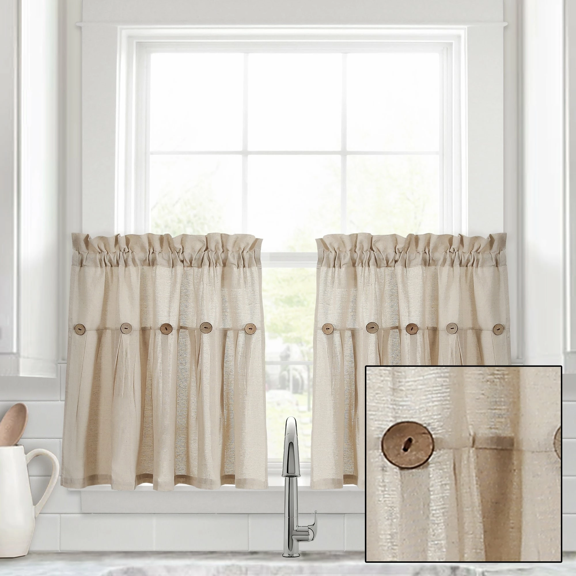 Promo π€© Lush Decor Linen Button Kitchen Tier Window Curtain Panel Pair Gray π₯ 15 Promo π€© Lush Decor Linen Button Kitchen Tier Window Curtain Panel Pair Gray π₯ - Image 15
