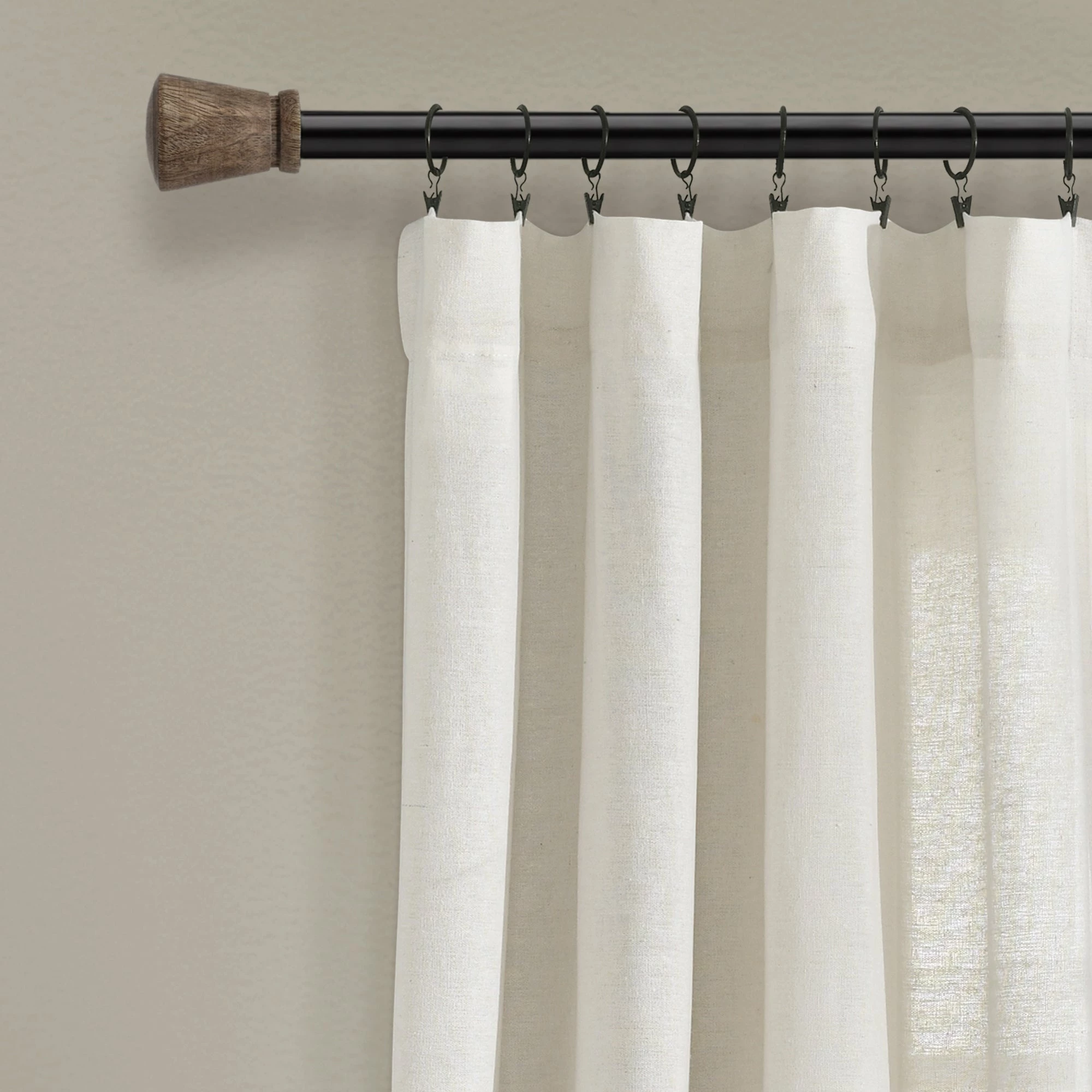 Flash Sale 🔥 Lush Decor Linen Button New Window Curtain Single Panel - 108" X 40" Off-white 🌟 2 Flash Sale 🔥 Lush Decor Linen Button New Window Curtain Single Panel - 108" X 40" Off-white 🌟 - Image 2