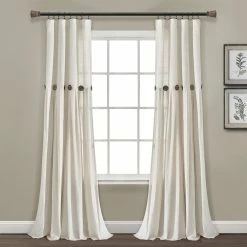 Flash Sale 🔥 Lush Decor Linen Button New Window Curtain Single Panel - 108" X 40" Off-white 🌟 26 Flash Sale 🔥 Lush Decor Linen Button New Window Curtain Single Panel - 108" X 40" Off-white 🌟 -Lush Decor Shop Lush Decor Linen Button New Window Curtain Single Panel 11
