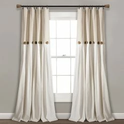 Hot Sale ✔️ Lush Decor Linen Button Single Panel Window Curtain ✨