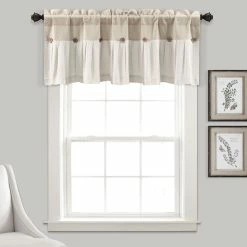 Buy ✔️ Lush Decor Linen Button Window Curtain Valance 🎁