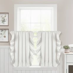 Best deal 😉 Lush Decor Linen Ruffle Kitchen Tier Window Curtain Panel Pair 👍 -Lush Decor Shop Lush Decor Linen Ruffle Kitchen Tier Window Curtain Panel Pair 6