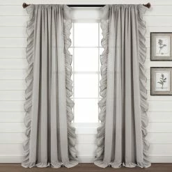 Buy 🥰 Lush Decor Linen Ruffle Window Curtain Panel (Single) 😀