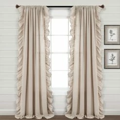 Buy 🥰 Lush Decor Linen Ruffle Window Curtain Panel (Single) 😀 -Lush Decor Shop Lush Decor Linen Ruffle Window Curtain Panel 28Single29 8