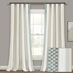 Flash Sale 🧨 Lush Decor Luxury Mid Century Geo Faux Silk Jacquard Border Window Curtain Panel Single Light Gray/blue 👍 -Lush Decor Shop Lush Decor Luxury Mid Century Geo Faux Silk Jacquard Border Window Curtain Panel Single 12