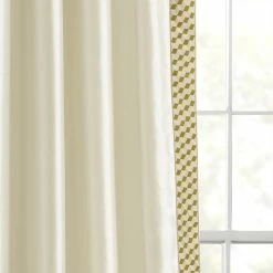 Flash Sale 𧨠Lush Decor Luxury Mid Century Geo Faux Silk Jacquard Border Window Curtain Panel Single Light Gray/blue π