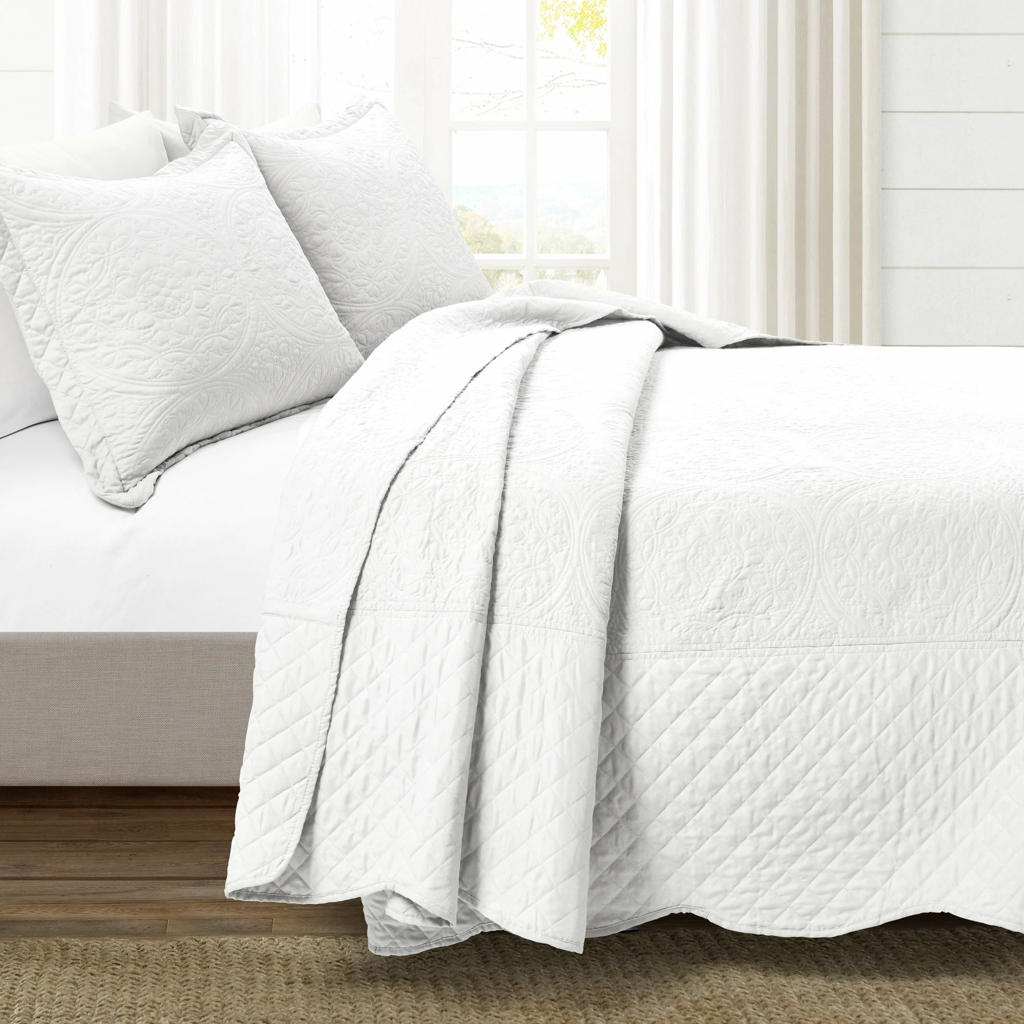 Budget β¨ Lush Decor Medallion Scallop 3 Piece Bedspread Set Neutral π₯ 3 Budget β¨ Lush Decor Medallion Scallop 3 Piece Bedspread Set Neutral π₯ - Image 3
