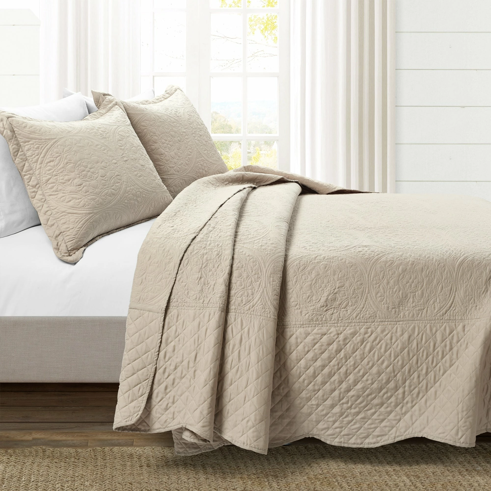 Budget β¨ Lush Decor Medallion Scallop 3 Piece Bedspread Set Neutral π₯ 5 Budget β¨ Lush Decor Medallion Scallop 3 Piece Bedspread Set Neutral π₯ - Image 5