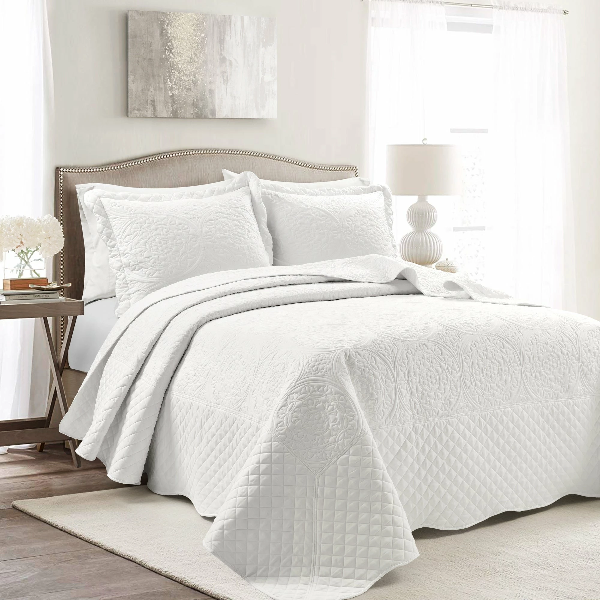 Budget β¨ Lush Decor Medallion Scallop 3 Piece Bedspread Set Neutral π₯ 1 Budget β¨ Lush Decor Medallion Scallop 3 Piece Bedspread Set Neutral π₯