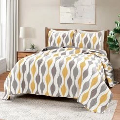Best reviews of 👏 Lush Decor Mid Century Geo 3 Piece Quilt Set Gold & Gray 👏 -Lush Decor Shop Lush Decor Mid Century Geo 3 Piece Quilt Set 3