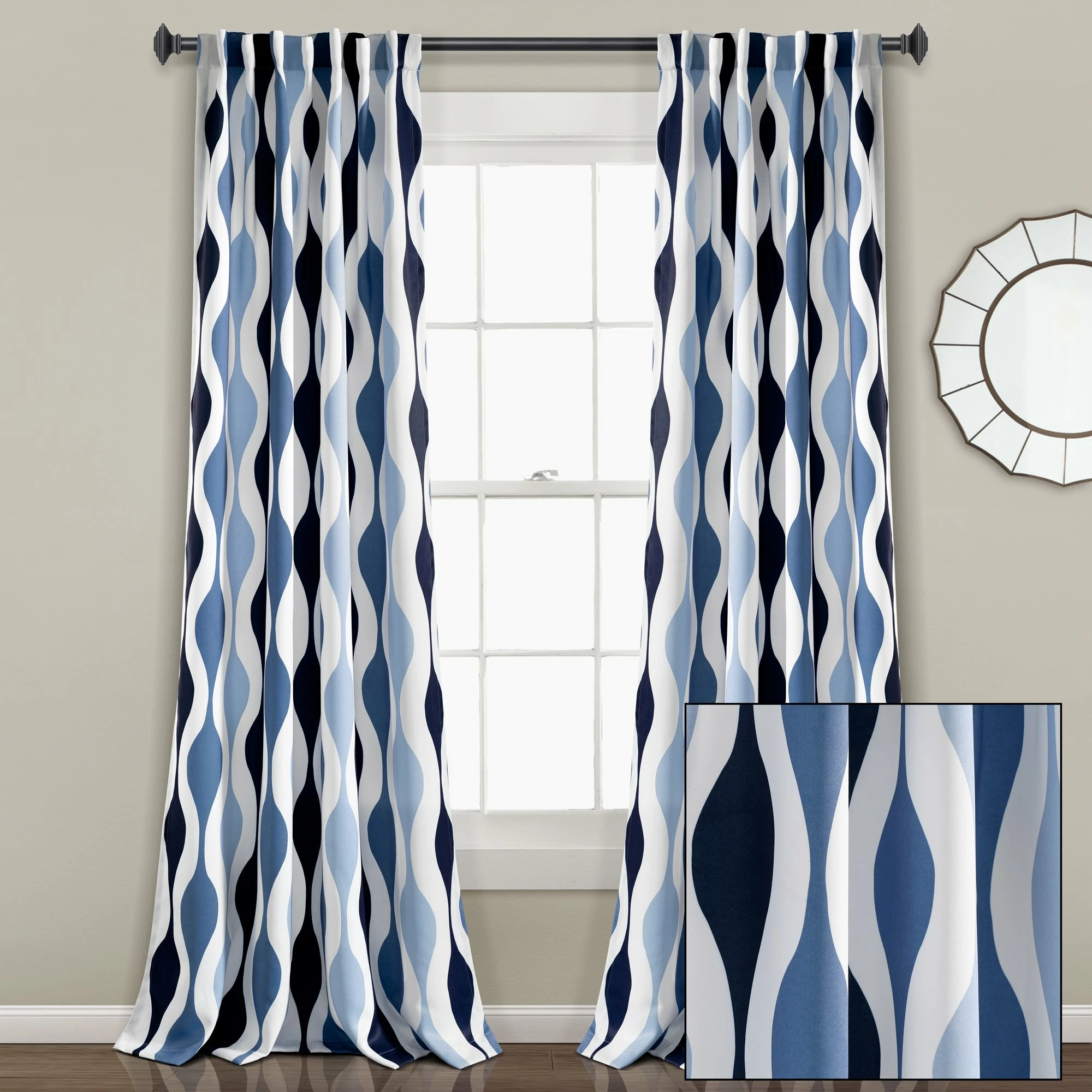 Promo π Lush Decor Mid Century Geo Light Filtering Window Curtain Panels Blue/navy β¨ 1 Promo π Lush Decor Mid Century Geo Light Filtering Window Curtain Panels Blue/navy β¨