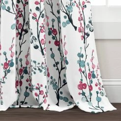 New ✔️ Lush Decor Mirabelle Watercolor Floral Room Darkening Window Curtain Panel Pair Blue & Coral 🥰 -Lush Decor Shop Lush Decor Mirabelle Watercolor Floral Room Darkening Window Curtain Panel Pair 3