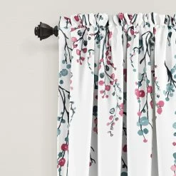 New ✔️ Lush Decor Mirabelle Watercolor Floral Room Darkening Window Curtain Panel Pair Blue & Coral 🥰 -Lush Decor Shop Lush Decor Mirabelle Watercolor Floral Room Darkening Window Curtain Panel Pair 4