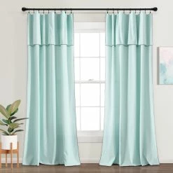 Top 10 🛒 Lush Decor Modern Faux Linen Embroidered Edge With Attached Valance Window Curtain Panels Set Navy 🤩