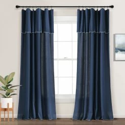 Top 10 🛒 Lush Decor Modern Faux Linen Embroidered Edge With Attached Valance Window Curtain Panels Set Navy 🤩 -Lush Decor Shop Lush Decor Modern Faux Linen Embroidered Edge With Attached Valance Window Curtain Panels Set 4