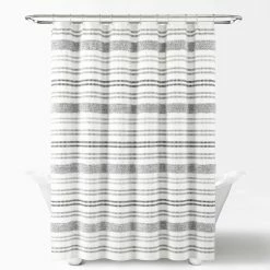 Budget 💯 Lush Decor Modern Tufted Stripe Woven Yarn Dyed Eco-Friendly Recycled Cotton Shower Curtain Single 😍 -Lush Decor Shop Lush Decor Modern Tufted Stripe Woven Yarn Dyed Eco Friendly Recycled Cotton Shower Curtain Single 6