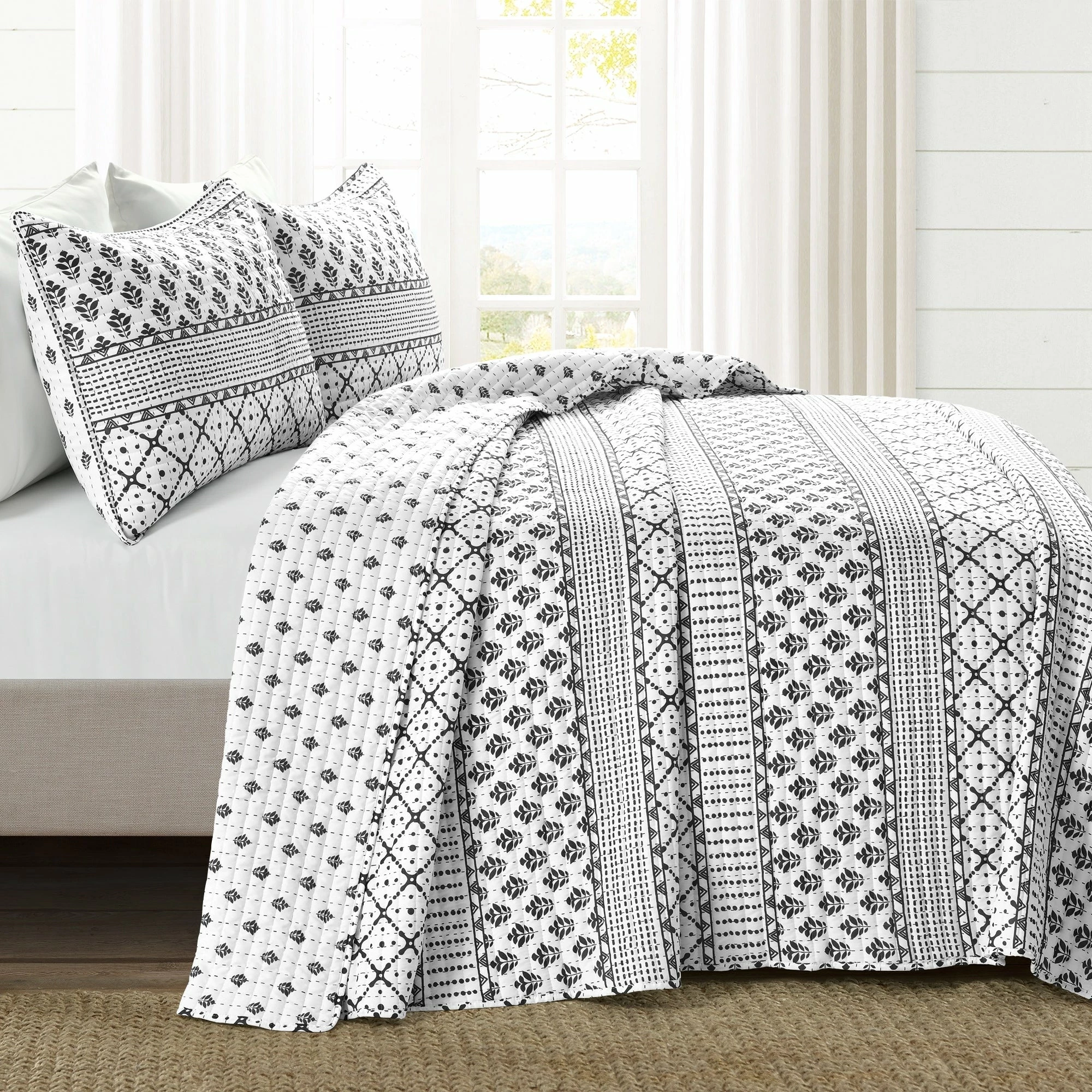 Outlet 𧨠Lush Decor Monique Stripe 3 Piece Quilt Set Navy & White π 1 Outlet 𧨠Lush Decor Monique Stripe 3 Piece Quilt Set Navy & White π
