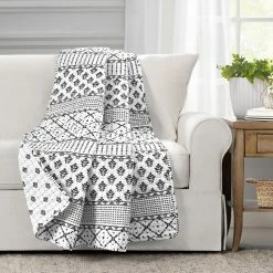 Cheapest 🔔 Lush Decor Monique Stripe Throw Blanket Navy & White ❤️