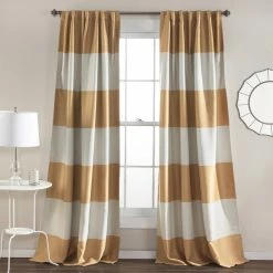 Hot Sale ✨ Lush Decor Montego Striped Curtain Panel Pair - 52"W X 84"L Black ❤️
