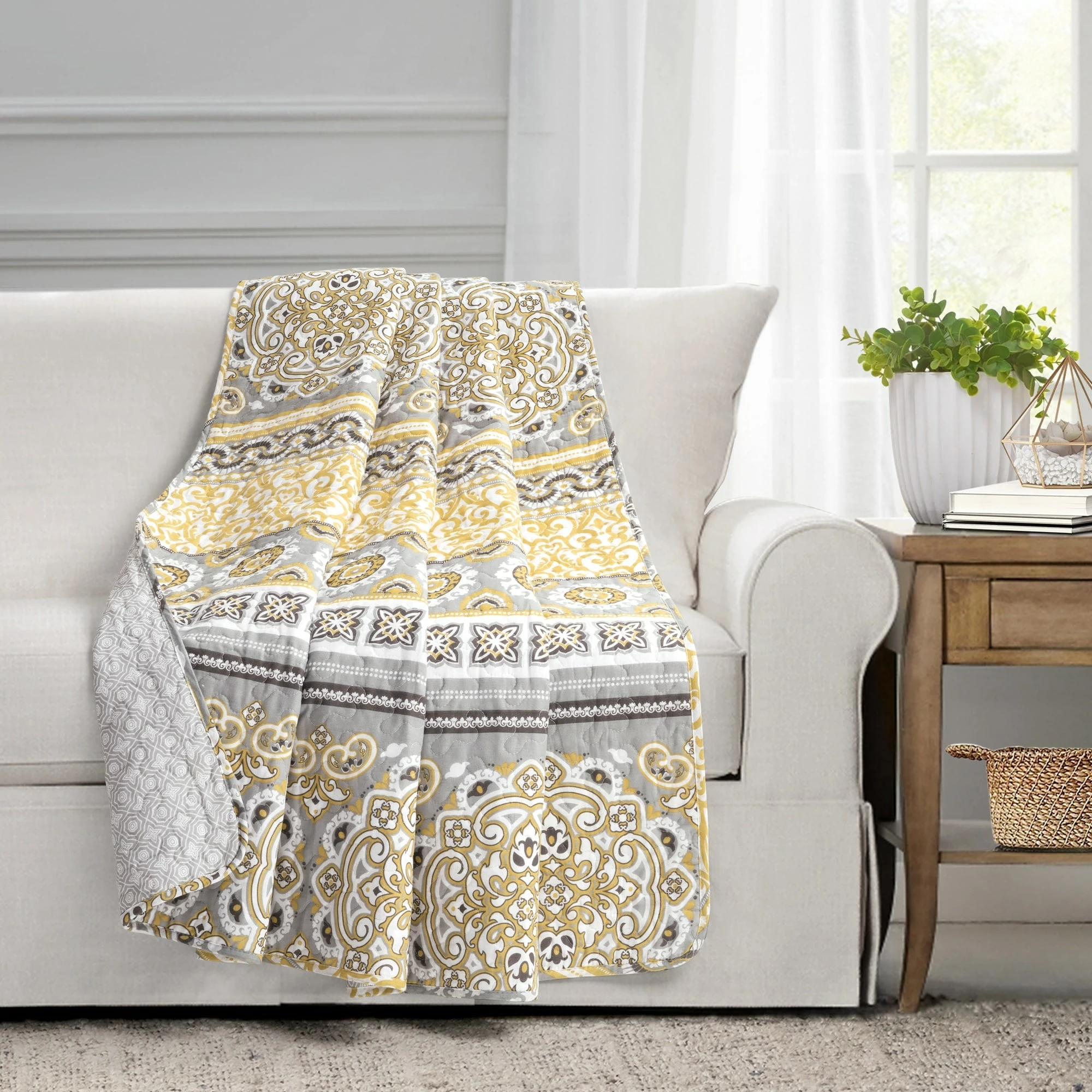 Wholesale π― Lush Decor Nesco Throw Blanket Yellow & Gray π 3 Wholesale π― Lush Decor Nesco Throw Blanket Yellow & Gray π - Image 3