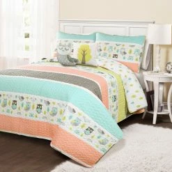 Best Pirce β€οΈ Lush Decor Owl Stripe Quilt Set π§¨