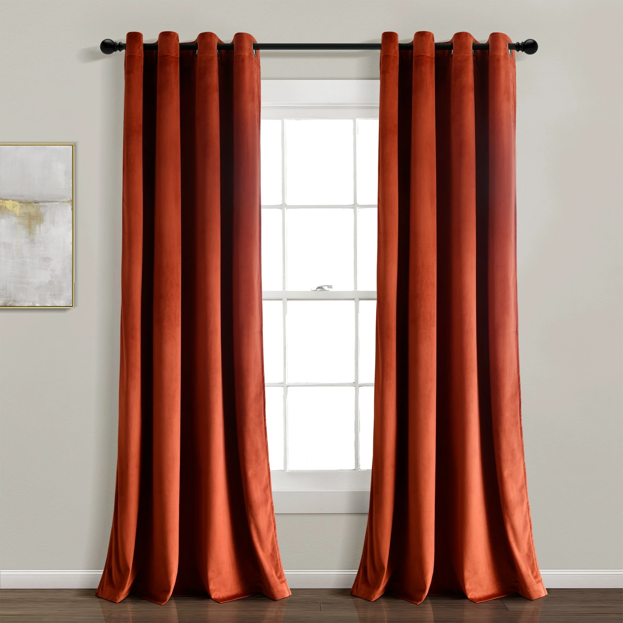 Best Sale π― Lush Decor Prima Velvet Solid 100 Percent Lined Blackout Grommet Window Curtain Panel Single Rust π₯ 3 Best Sale π― Lush Decor Prima Velvet Solid 100 Percent Lined Blackout Grommet Window Curtain Panel Single Rust π₯ - Image 3