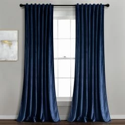 Cheap 😀 Lush Decor Prima Velvet Solid Light Filtering Back Tab Rod Pocket Window Curtain Panels Set Navy 🔔 -Lush Decor Shop Lush Decor PrimaC2A0Velvet Solid Light Filtering Back Tab Rod Pocket Window Curtain Panels Set 4