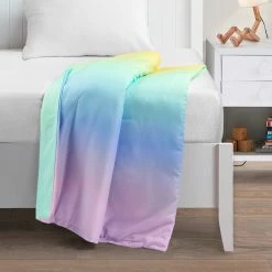 Outlet 👍 Lush Decor Qaanitha Rainbow Ombre Kids Washable Reversible Weighted Blanket 2 Piece 😍