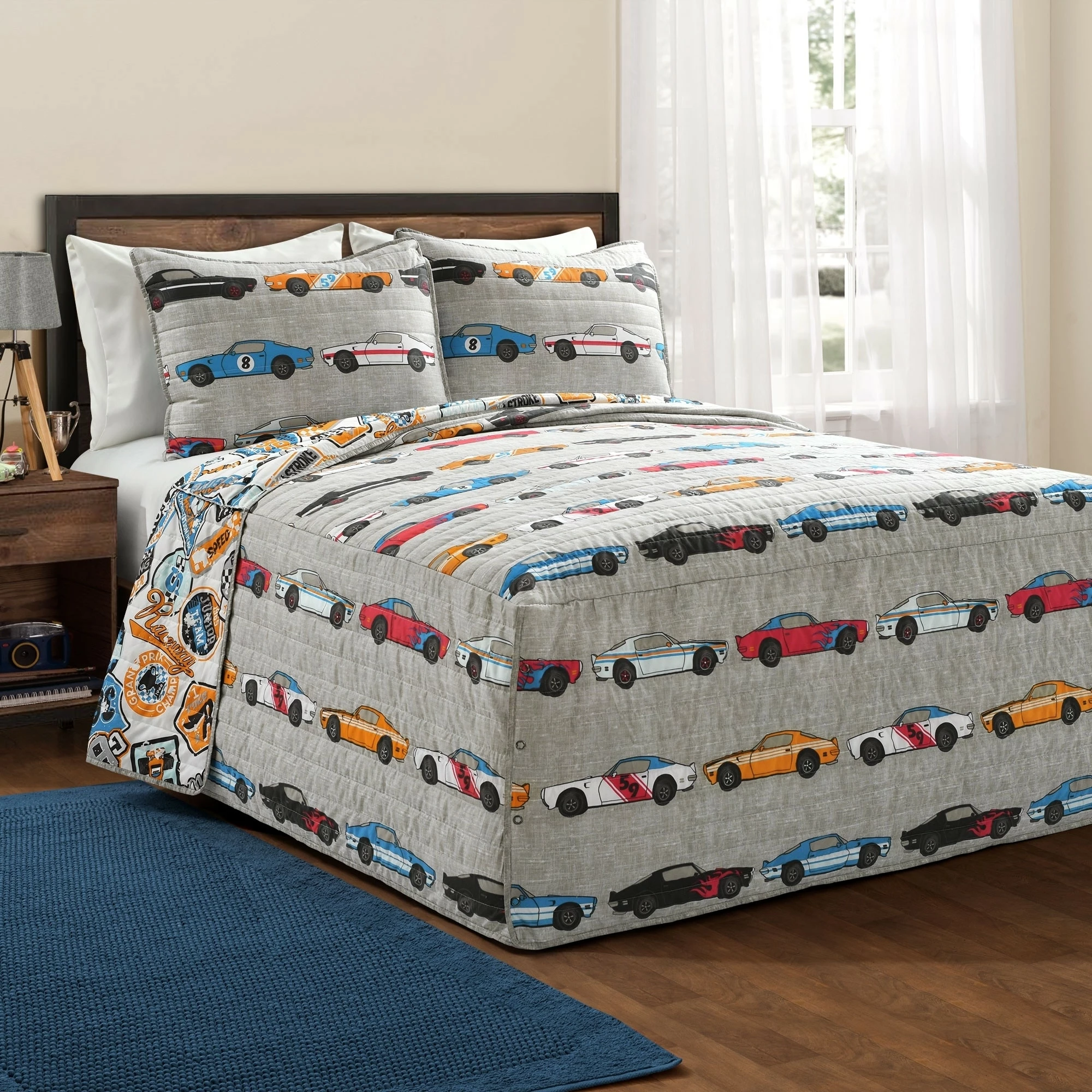 Brand new β¨ Lush Decor Race Cars Bedspread Set Blue & Orange π 1 Brand new β¨ Lush Decor Race Cars Bedspread Set Blue & Orange π